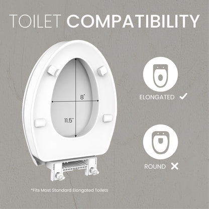 Ryse 3 in. Raised Elongated Soft Close ADA Compliant Toilet Seat in Glossy White