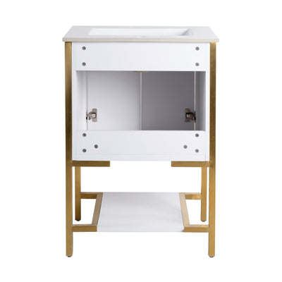 Marseille 24" Bathroom Vanity in White and Brushed Gold