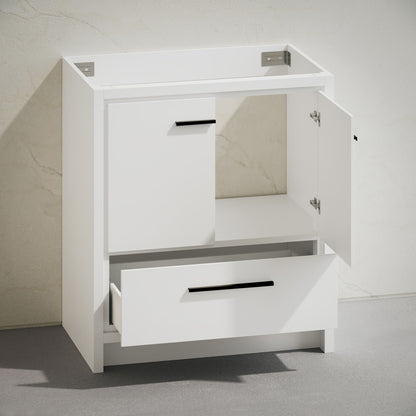 Virage 30" Freestanding Bathroom Vanity in White without Sink Top