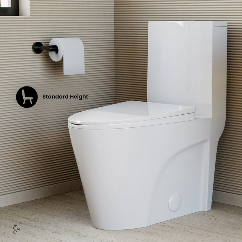 St. Tropez One-Piece 14" Rough-in 1.1/1.6 GPF Dual Top Flush Elongated Toilet in Glossy White