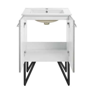 Annecy 24" Freestanding Bathroom Vanity in Gray with Sink Top
