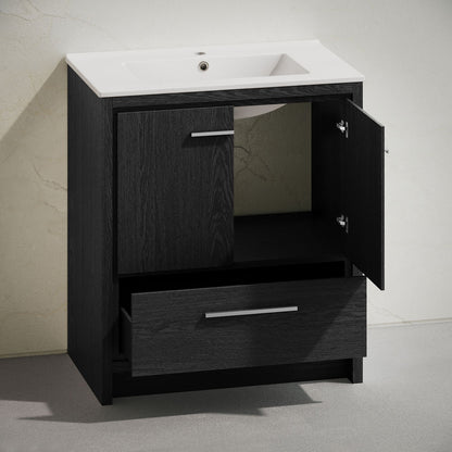 Virage 30" Freestanding Bathroom Vanity in Black Oak with Sink Top