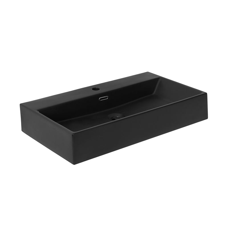 Claire 30" Rectangle Wall-Mount Bathroom Sink in Matte Black