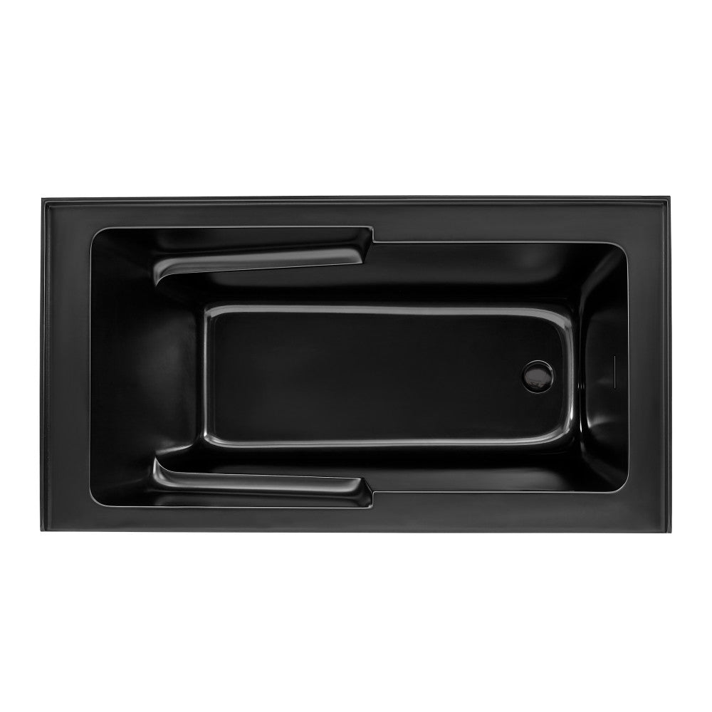 Voltaire 60 x 32 Skirted Right Drain Soaking Apron Bathtub in Matte Black with Integrated Overflow and Armrest, Drain Included