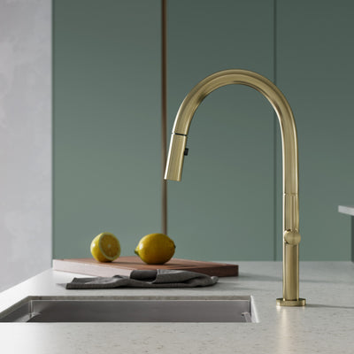 Chalet Single Handle, Pull-Down Kitchen Faucet in Brushed Gold