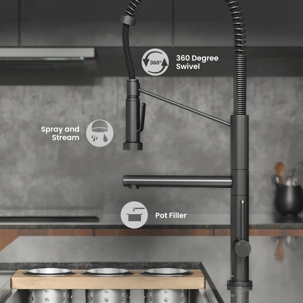 Nouvet Single Handle, Pull-Down Kitchen Faucet with Pot Filler in Gunmetal Gray