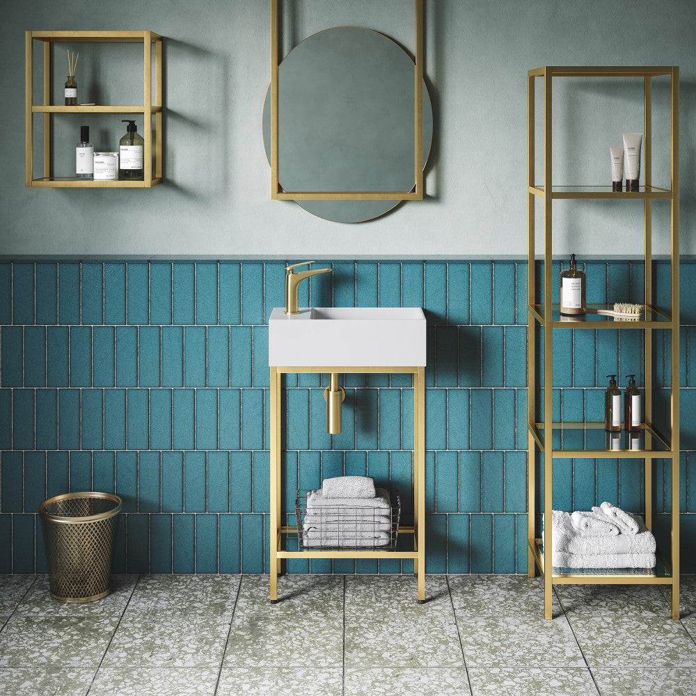 Pierre 16"x20"x10" Wall-Mounted Linen Cabinet in Brushed Gold
