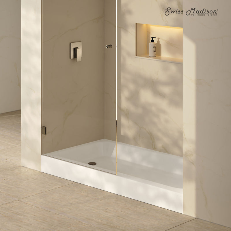 Voltaire 60 x 30 Shower Pan Base with Left Drain in Glossy White