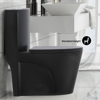 St. Tropez One Piece Elongated Toilet Dual Vortex Flush 1.1/1.6 gpf with 10" Rough-In, Matte Black