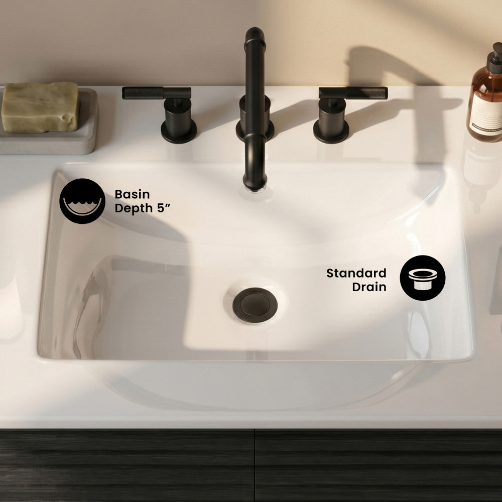 24" Ceramic Vanity Top with 8" Widespread Faucet Holes