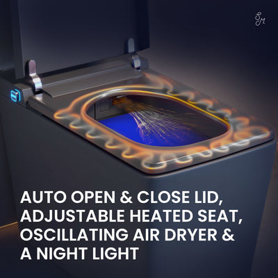 Concorde One Piece Smart Toilet 1.28 GPF in Matte Gray with Heated Bidet, Air Drying, Night Light, Foot Sensor