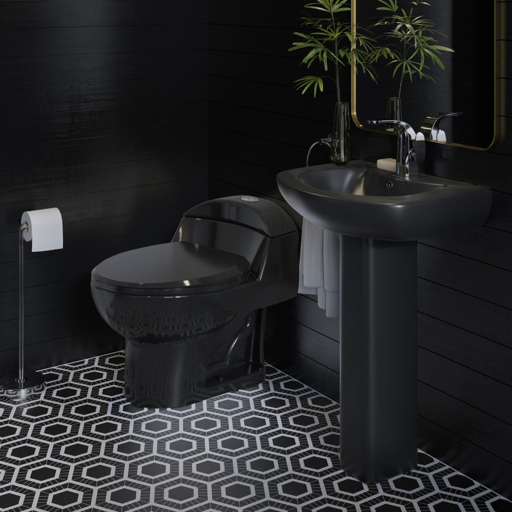 Chateau Two-Piece Round Pedestal Sink in Matte Black