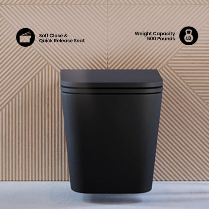 Concorde Wall-Hung Toilet Bundle 0.8/1.6 GPF Dual Flush in Matte Black with Brass Flush Plate