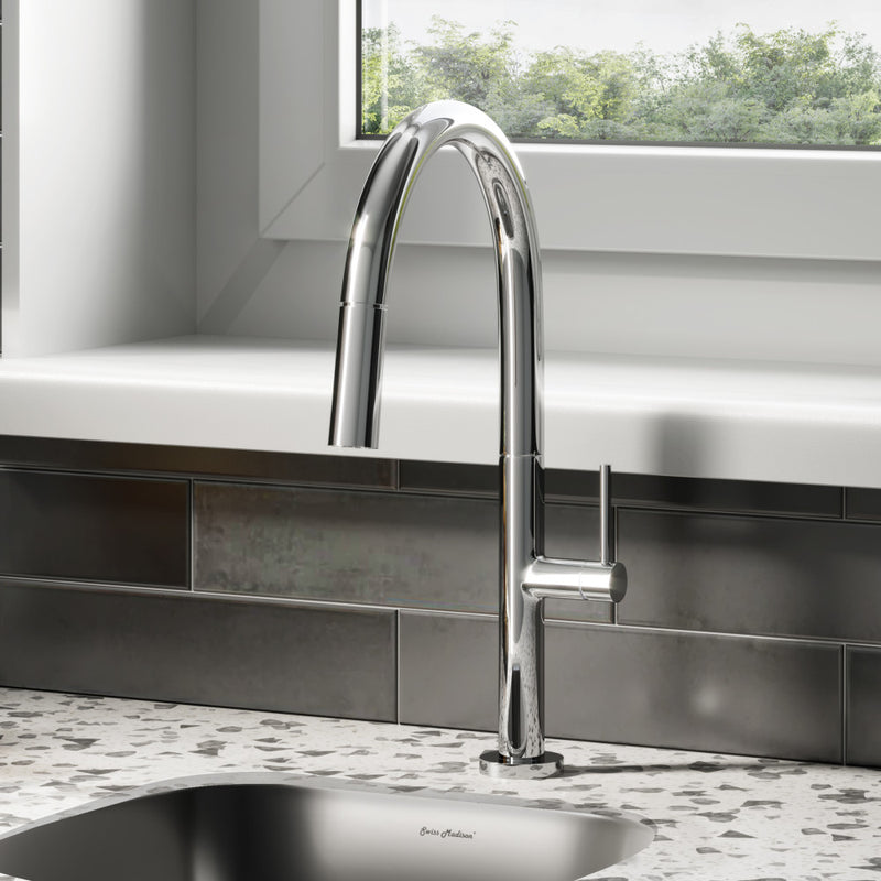 Chalet Single Handle, Pull-Down Kitchen Faucet in Chrome