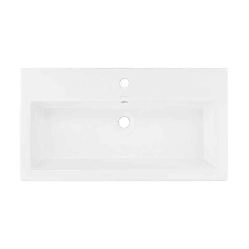 Voltaire Wide Rectangle Wall-Mount Sink in Shiny White