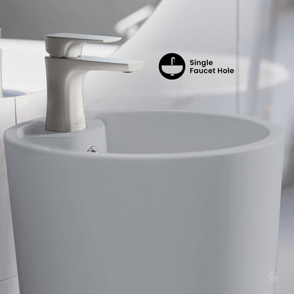 Monaco Circular Basin Pedestal Sink Matte Gray