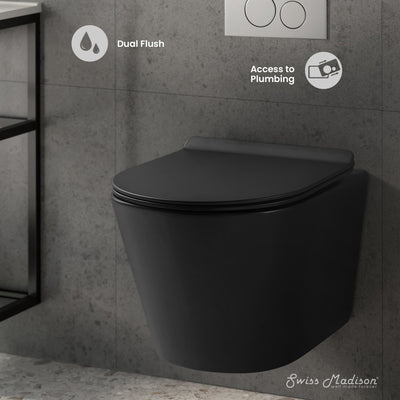 Calice Wall-Hung Round Toilet Bowl in Matte Black