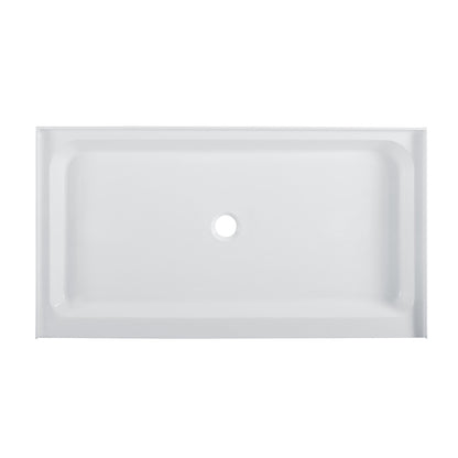 Voltaire 60" x 36" Acrylic White, Single-Threshold, Center Drain, Shower Base