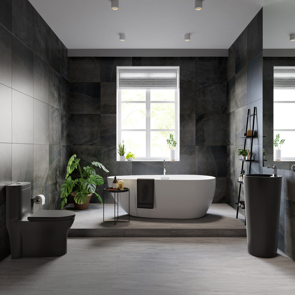 Monaco Circular Basin Pedestal Sink, Matte Black