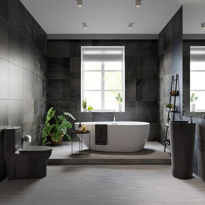Monaco Circular Basin Pedestal Sink, Matte Black