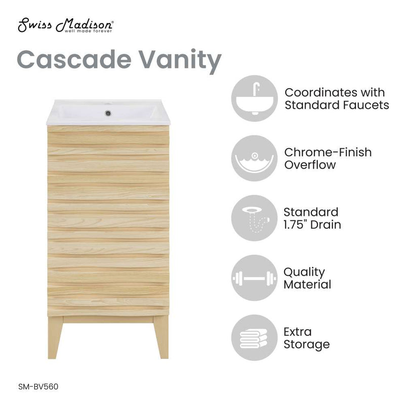 Cascade 18" Bathroom Vanity in Natural Oak