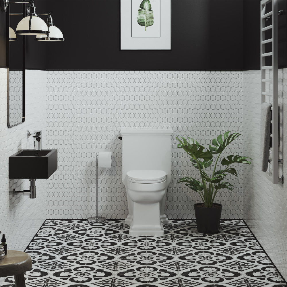 Matte black rectangular wall-mounted ceramic sink with right side faucet mount in modern bathroom setting.