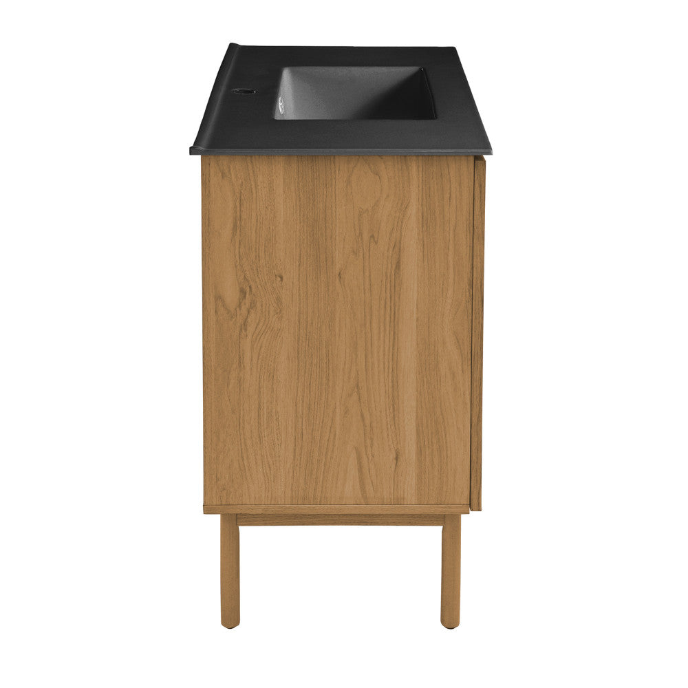 Classe 36" Freestanding Bathroom Vanity in Golden Oak with Black Sink Top