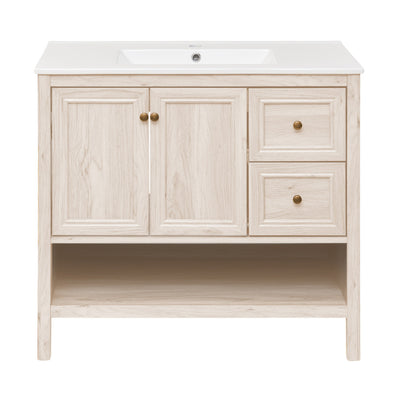 Chateau 36" Freestanding Bathroom Vanity in White Oak with Sink Top