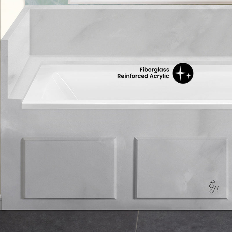 Voltaire 60 x 30 Right Drain Soaking Alcove Bathtub in Glossy White with Integrated Overflow, Drain Included