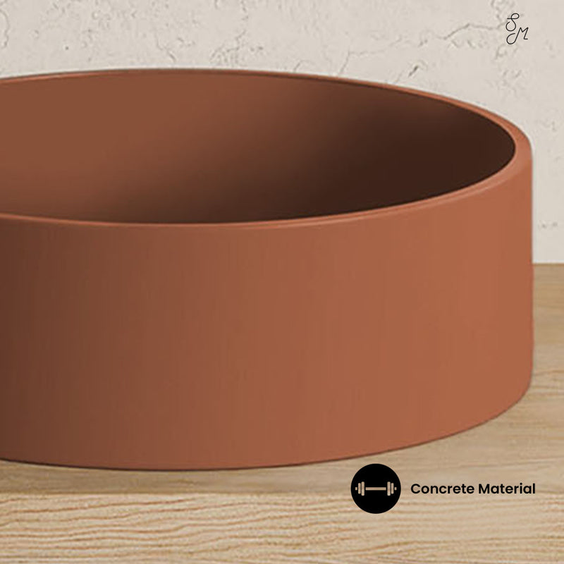 Lisse 14.5" Concrete Round Vessel Sink in Matte Terracotta