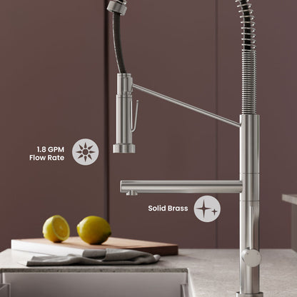 Nouvet Single Handle, Pull-Down Kitchen Faucet with Pot Filler in Brushed Nickel