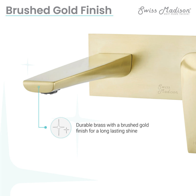 Monaco Single-Handle, Wall-Mount, Bathroom Faucet in Brushed Gold