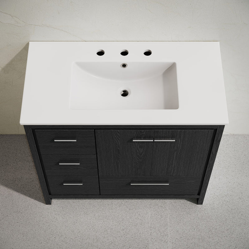 Virage 36" Freestanding Bathroom Vanity in Black Oak with 3-Hole Widespread Sink Top