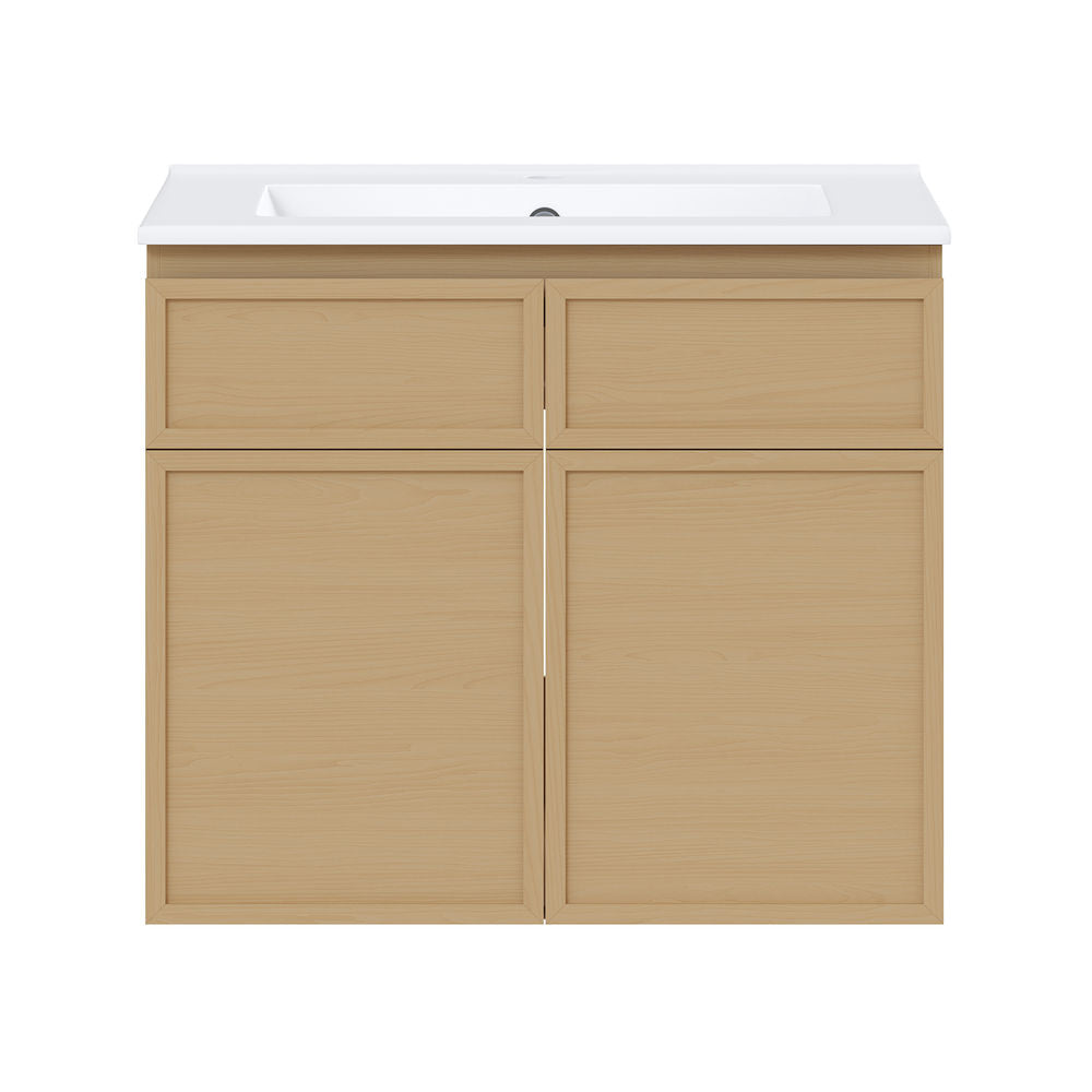 St. Tropez 24" Wall-Mounted Bathroom Vanity in Natural Oak with Sink Top