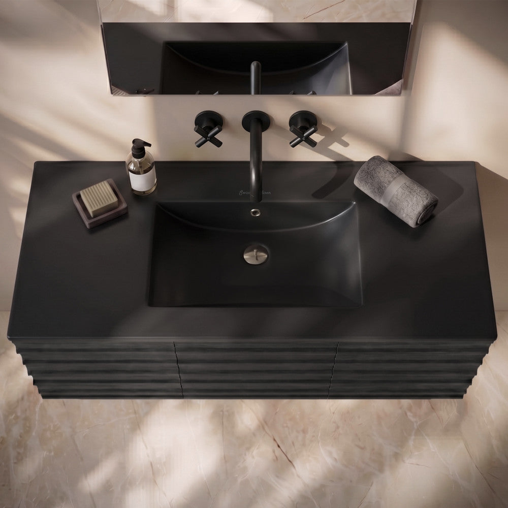 48" Zero Hole Vanity Sink Top in Matte Black