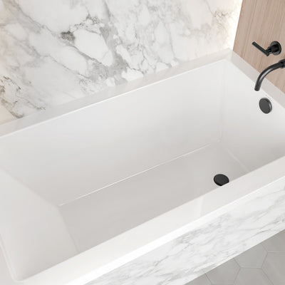Voltaire 54 x 30 Right Drain Soaking Alcove Bathtub in Glossy White