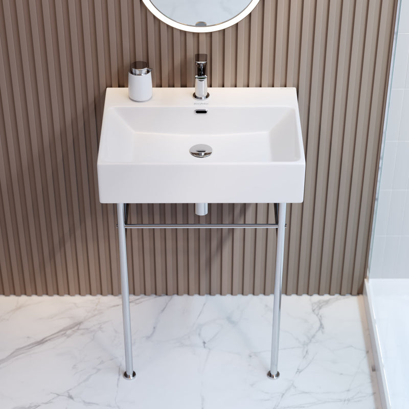 Claire 24" Rectangle Console Sink with Faucet, Drain, P-trap included, with Chrome Legs