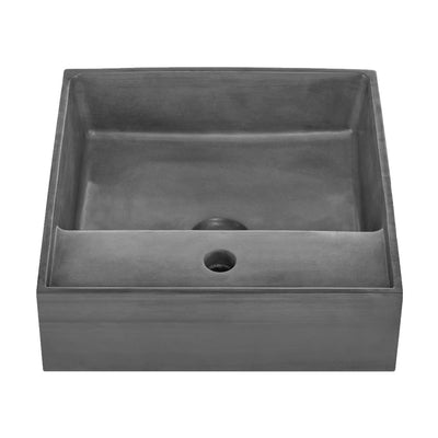 Lisse 16" Square Concrete Vessel Bathroom Sink in Dark Grey