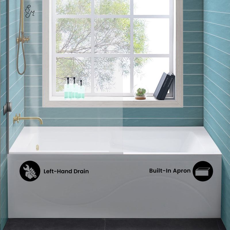 Ivy 60" x 30" Left-Hand Drain Alcove Bathtub with Apron