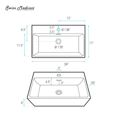 Claire 24" Rectangle Wall-Mount Bathroom Sink