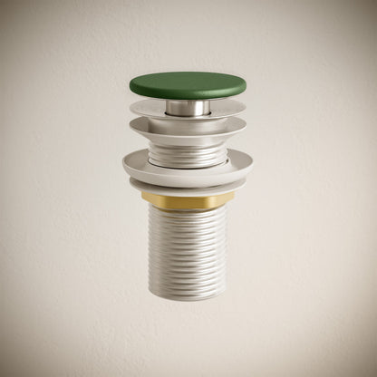 Lisse Concrete Bathroom Sink Non-Overflow Pop Up Drain in Matte Royal Green