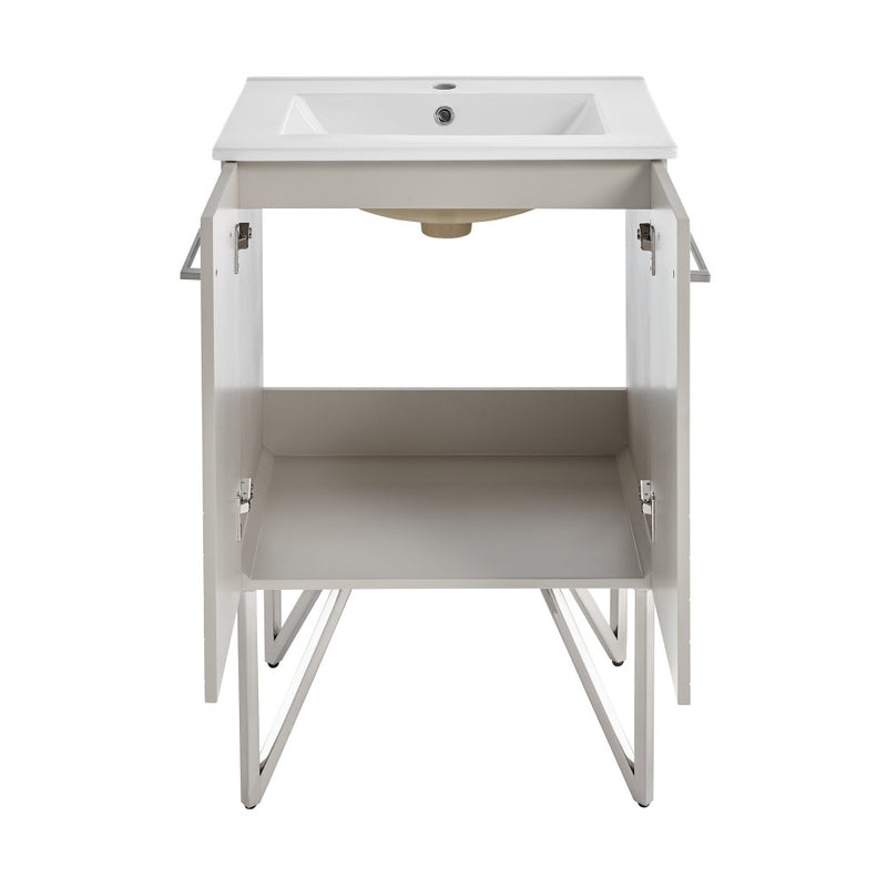 Annecy 24" Freestanding Bathroom Vanity in Greige with Sink Top