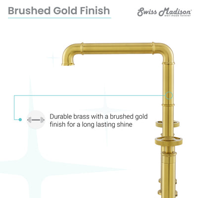 Avallon Pro Widespread Kitchen Faucet with Side Sprayer in Brushed Gold