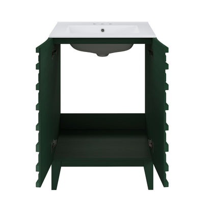 Cascade 24" Freestanding Bathroom Vanity in Green Oak with 3-Hole Centerset Sink Top