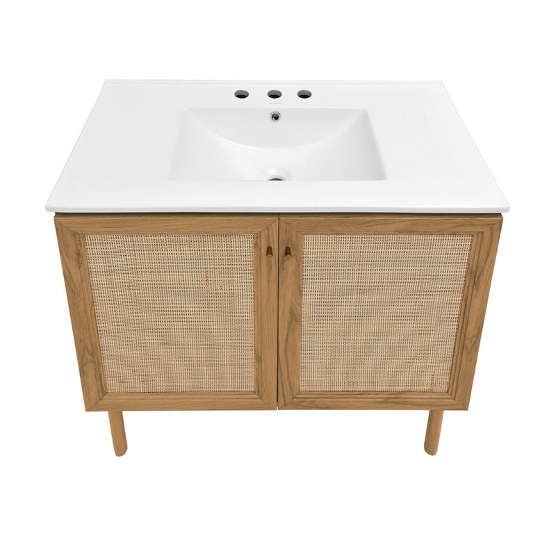 Classe 36" Freestanding Bathroom Vanity in Golden Oak with 3-Hole Widespread Sink Top