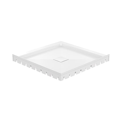 Marquette 36" x 36" Double-Threshold Shower Pan Base with Center Drain in Glossy White