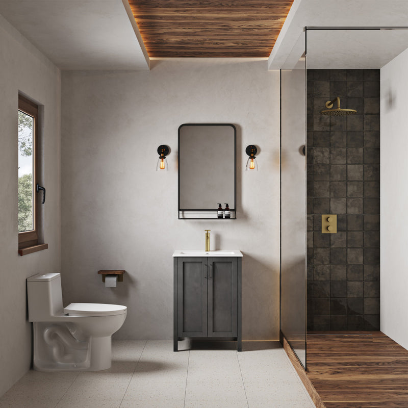 Avallon 24" Freestanding Bathroom Vanity in Black with Sink Top