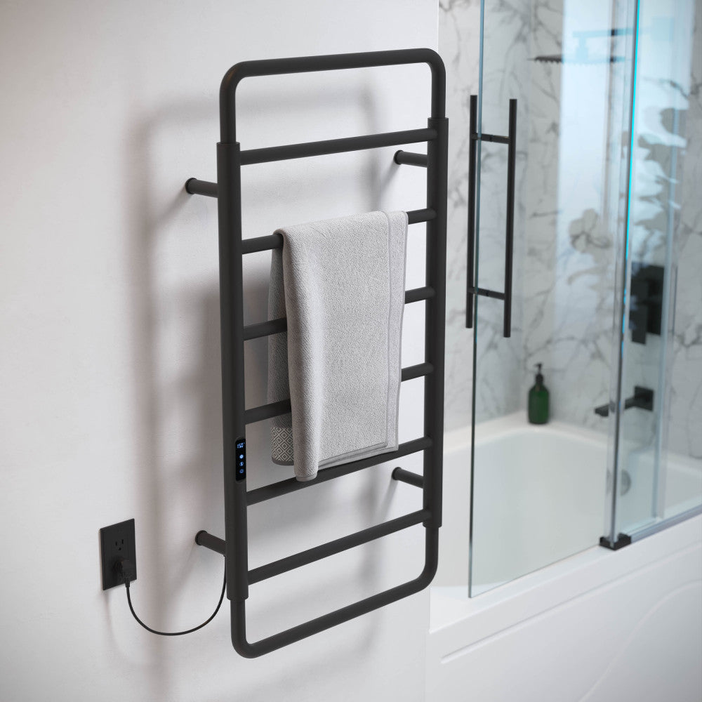 Ivy 8-Bar Electric Towel Warmer in Matte Black
