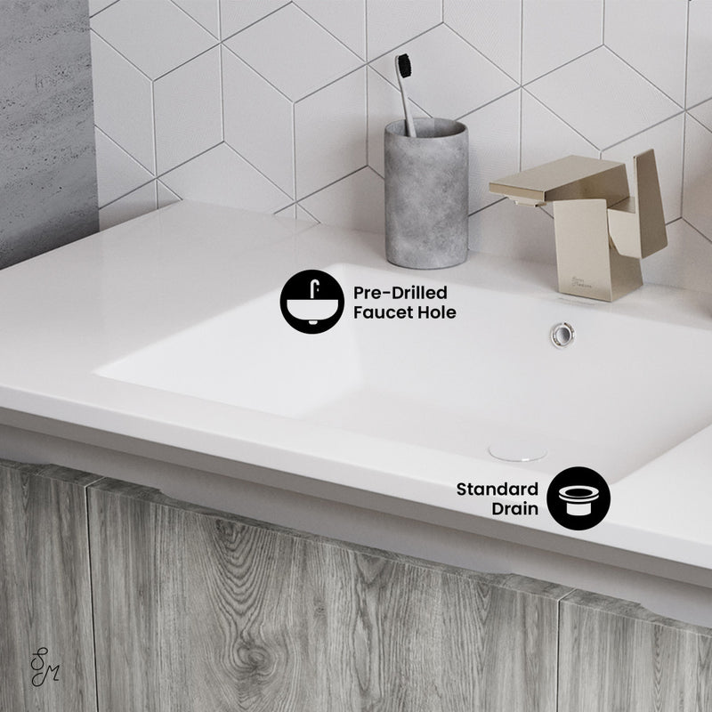 Marseille 36" Freestanding Bathroom Vanity in Gray Oak with Sink Top