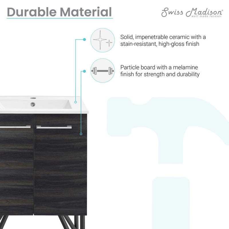 Annecy 24" Freestanding Bathroom Vanity in Black Walnut with Sink Top